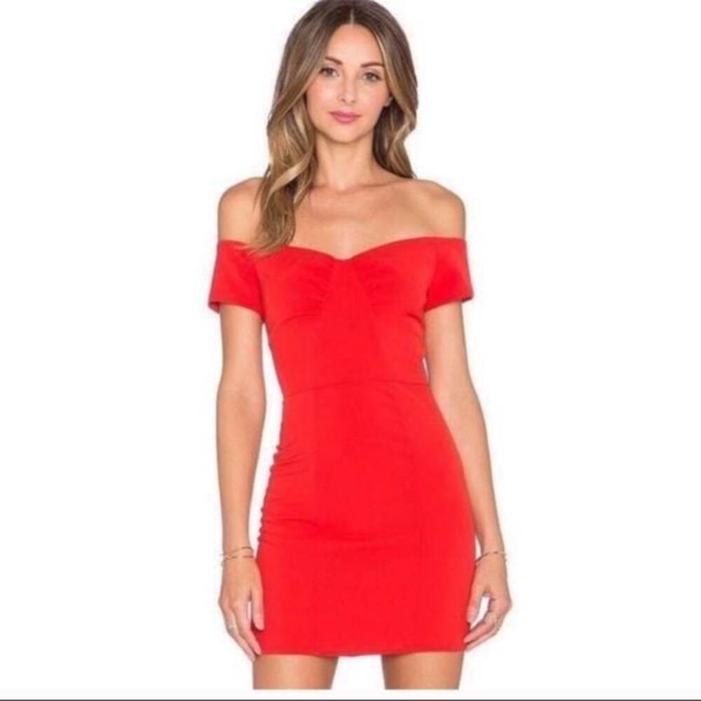 NBD Red Off-Shoulder Dress